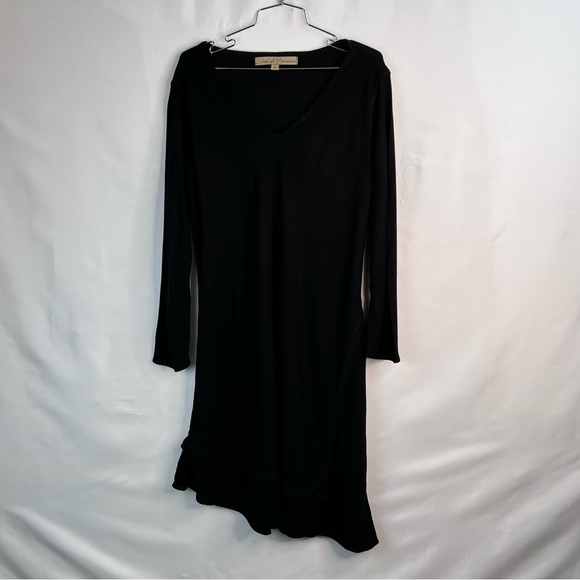 Jules of Morocco Black Long Sleeve V-Neck Lagenlook Dress Size X-Large - Picture 3 of 11